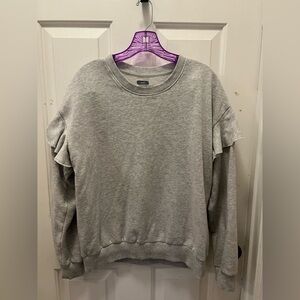 EUC Aerie Women’s Ruffle Sleeve Crew in Heathered Gray - Sz Medium